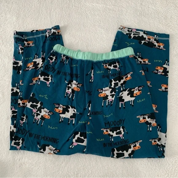 Women’s Small LAZY ONE Moody In The Morning Cow 100% Cotton Pajama Lounge Set - Picture 8 of 10
